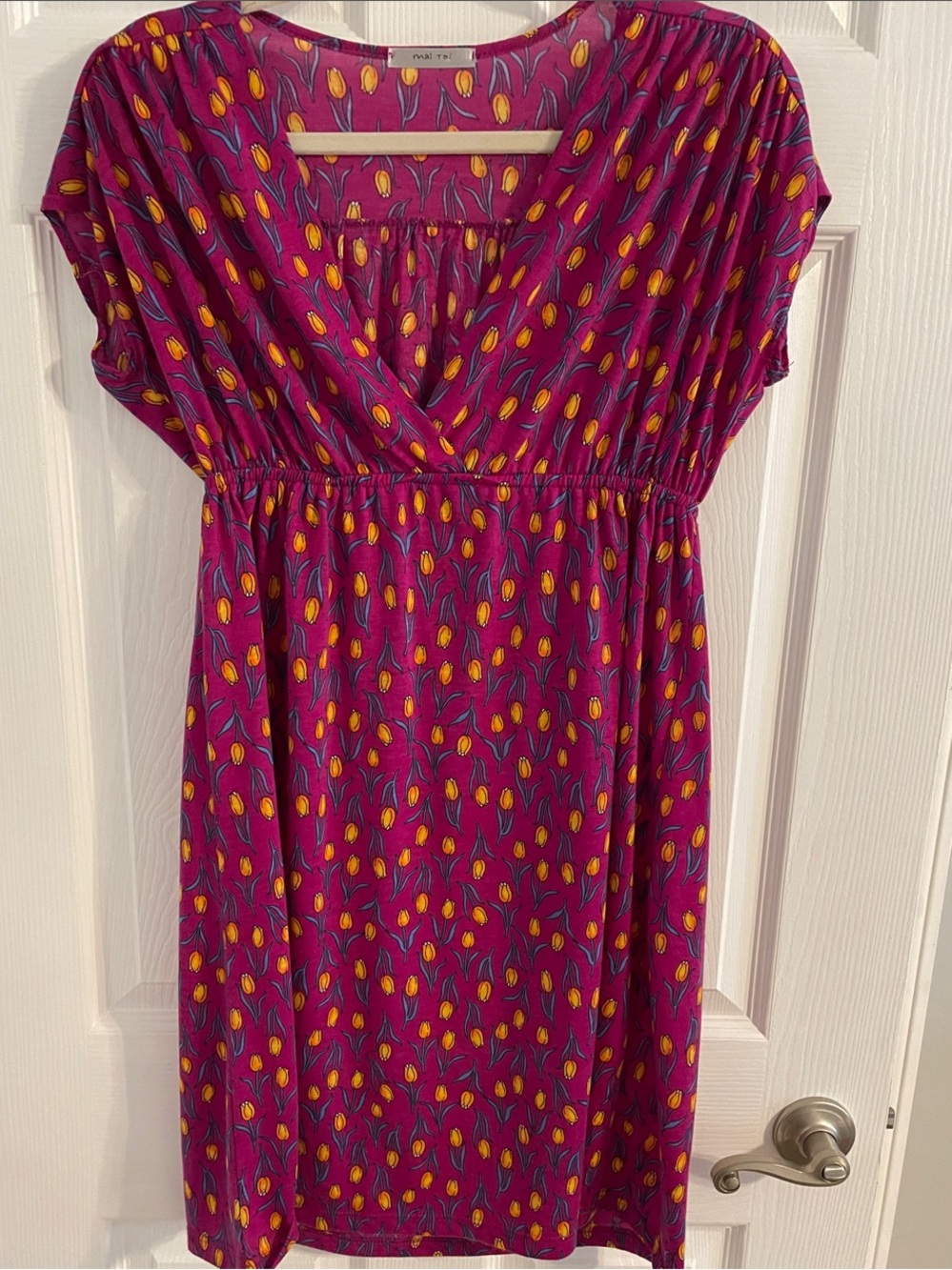 maitai Magenta Tulip-Print Empire Waist Dress